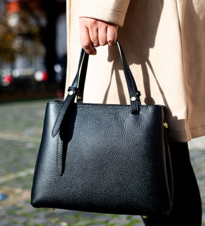LENI - dámska kožená kabelka, čierna