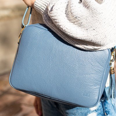 NOELA - kožená kabelka modrá